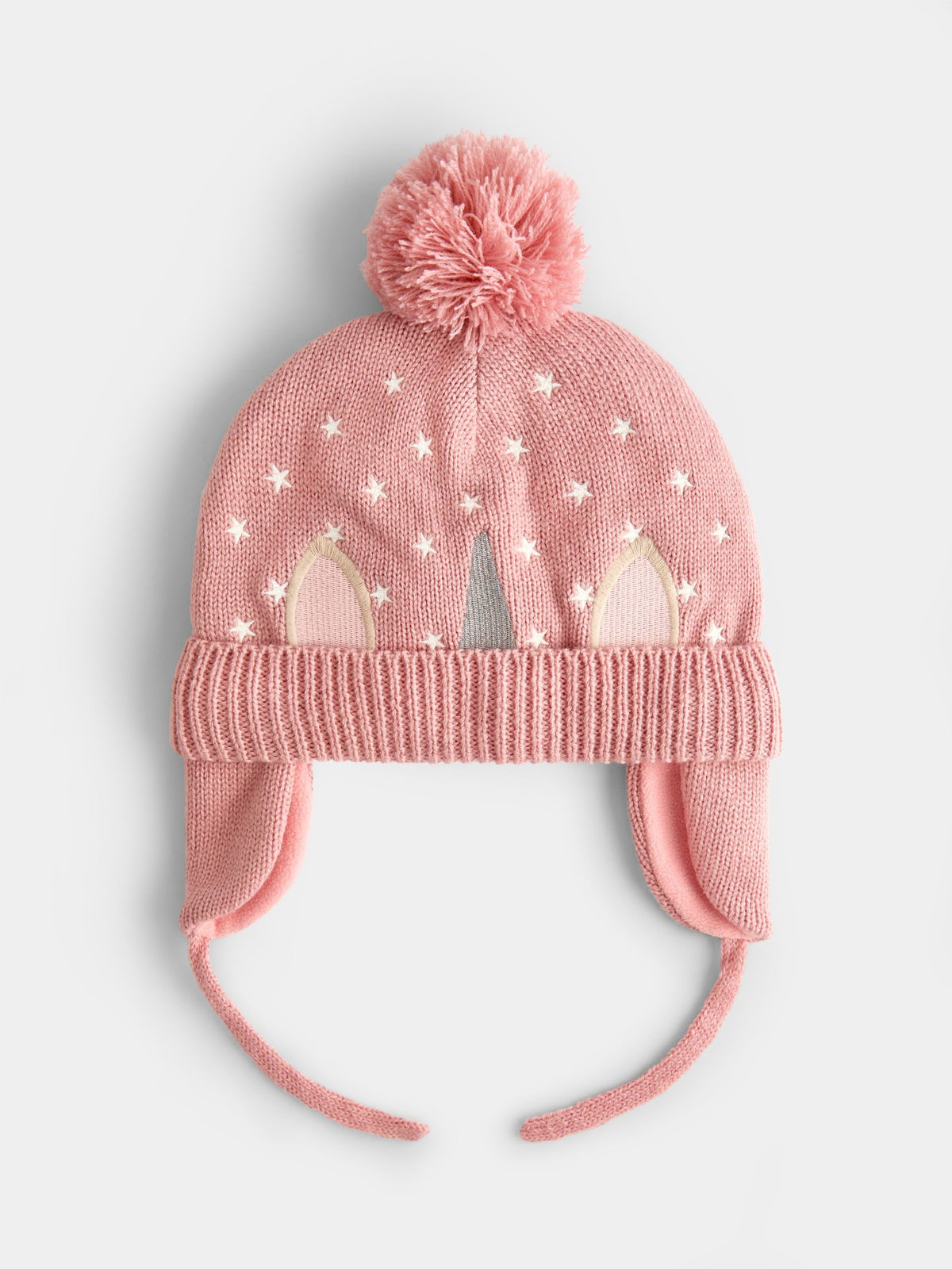 JoJo Maman Bébé Pink Unicorn Pom Pom Knitted Hat - image 1
