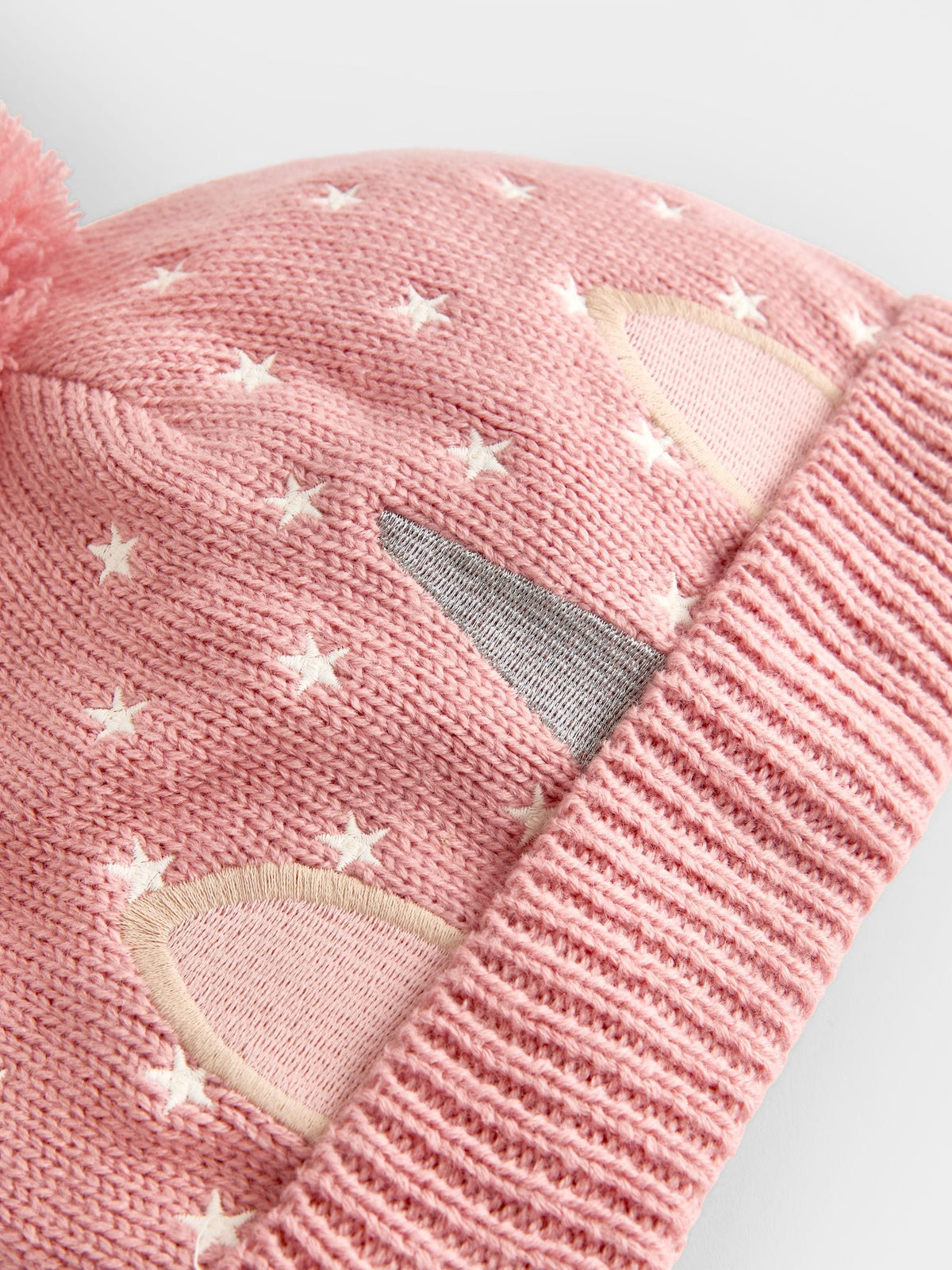 JoJo Maman Bébé Pink Unicorn Pom Pom Knitted Hat - image 3