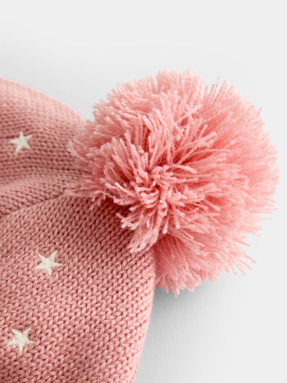 JoJo Maman Bébé Pink Unicorn Pom Pom Knitted Hat - image 4