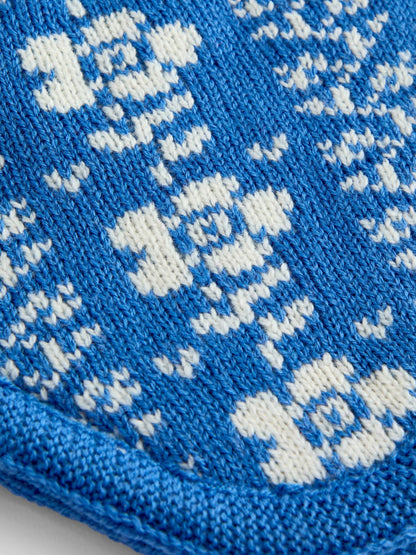 JoJo Maman Bébé Blue Floral Pom Pom Knitted Hat - image 4