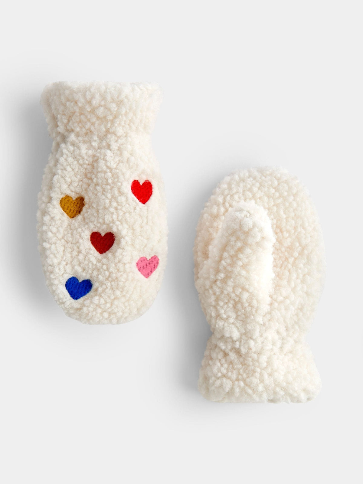 JoJo Maman Bébé Cream Hearts Polarfleece Mittens - image 3