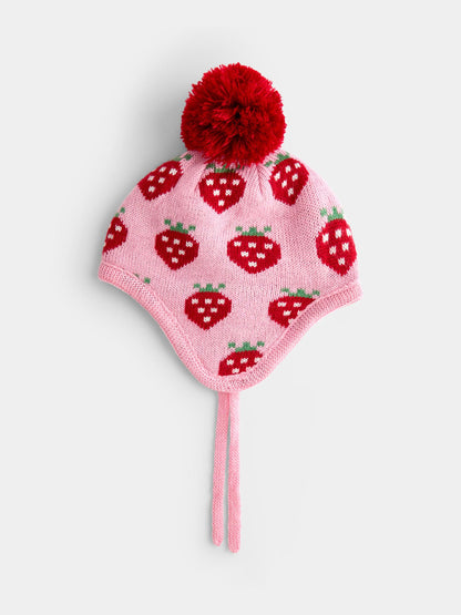 JoJo Maman Bébé Pink Strawberry Knitted Hat - image 1