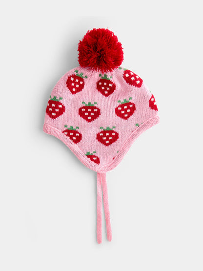JoJo Maman Bébé Pink Strawberry Knitted Hat - image 2