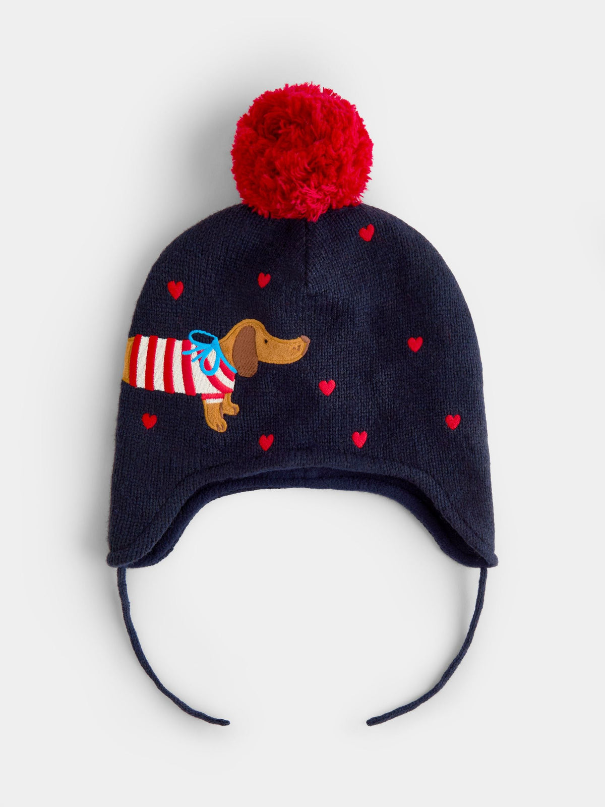 JoJo Maman Bébé Navy Dachshund Pom Pom Knitted Hat - image 1
