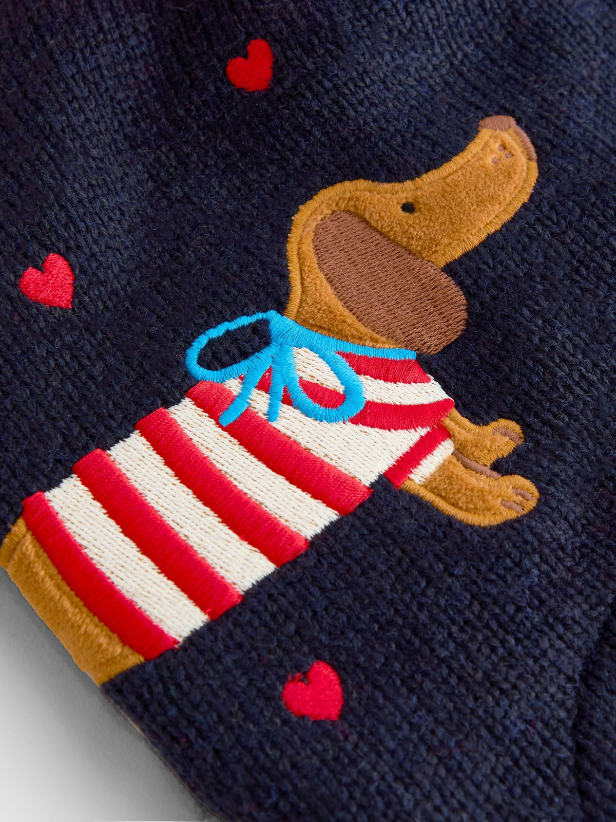 JoJo Maman Bébé Navy Dachshund Pom Pom Knitted Hat - image 3
