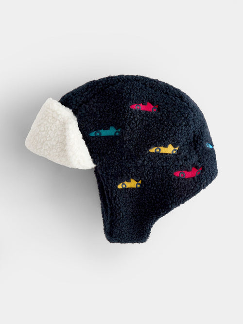 JoJo Maman Bébé Navy Race Car Borg Trapper Hat - image 1