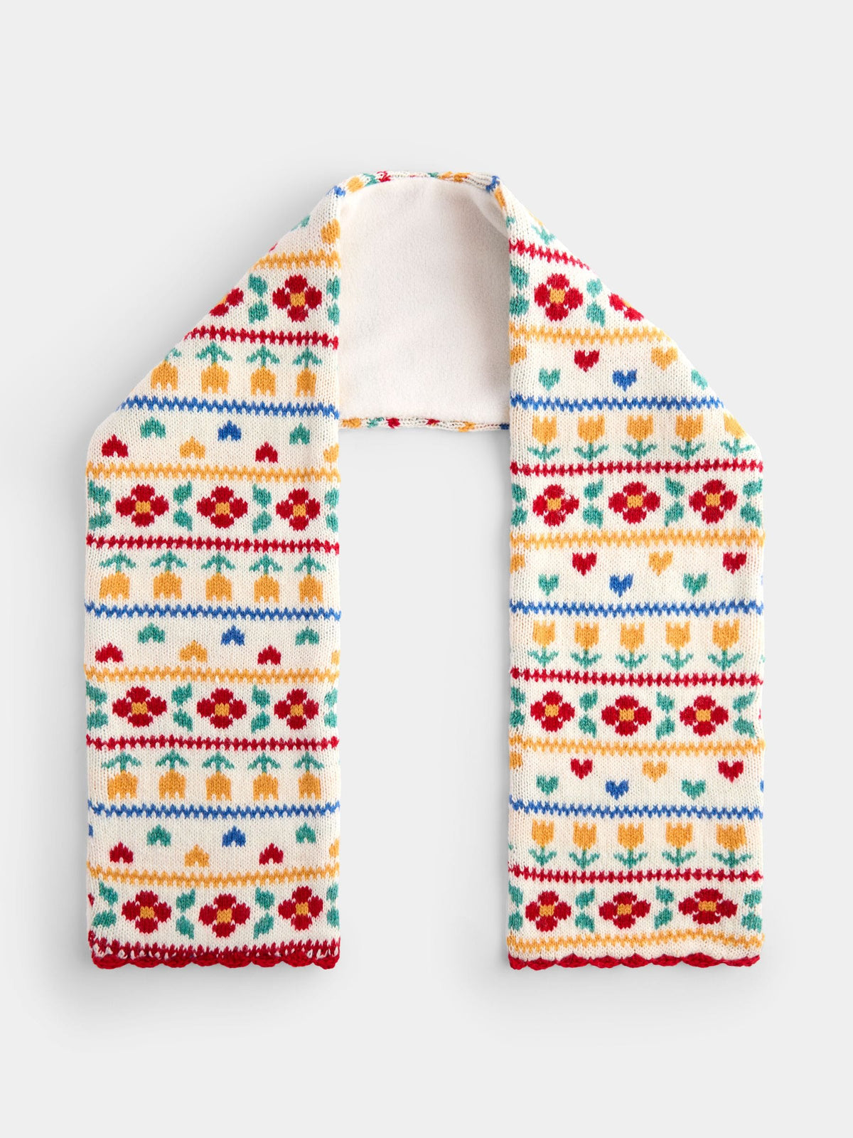 JoJo Maman Bébé Cream Floral FairIsle Knitted Scarf - image 1