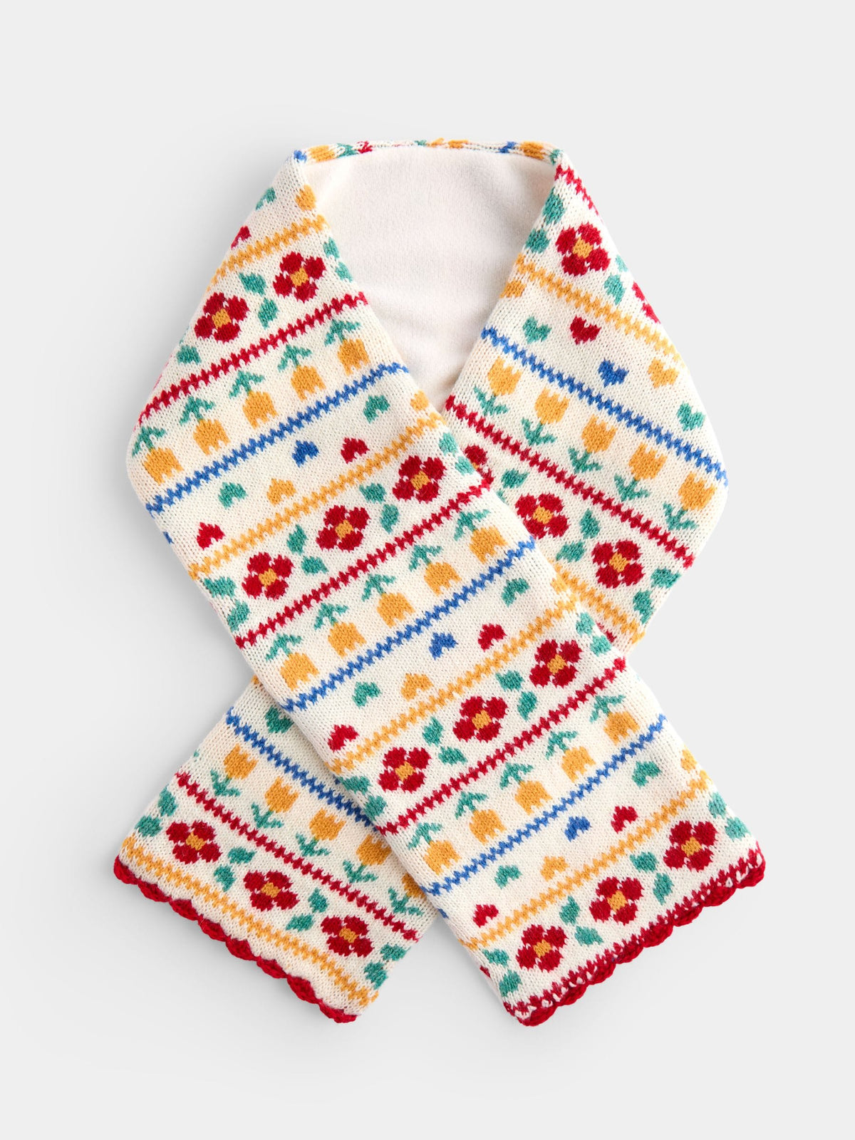 JoJo Maman Bébé Cream Floral FairIsle Knitted Scarf - image 2