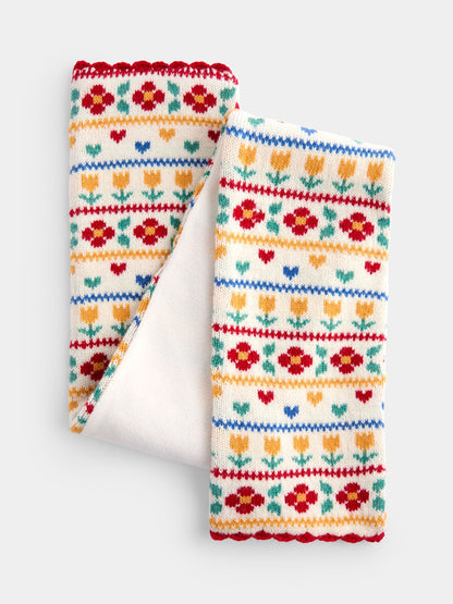 JoJo Maman Bébé Cream Floral FairIsle Knitted Scarf - image 3