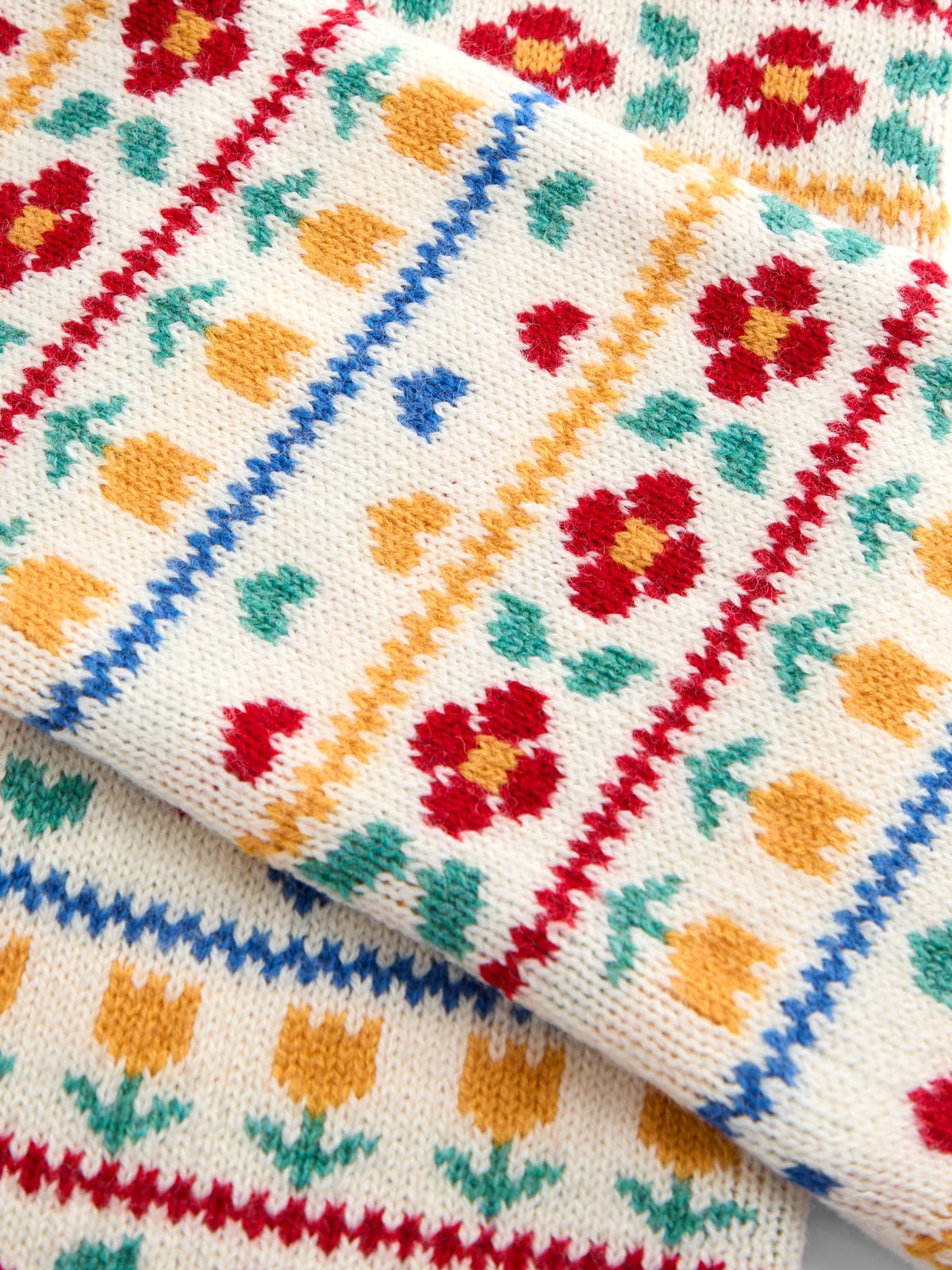 JoJo Maman Bébé Cream Floral FairIsle Knitted Scarf - image 4