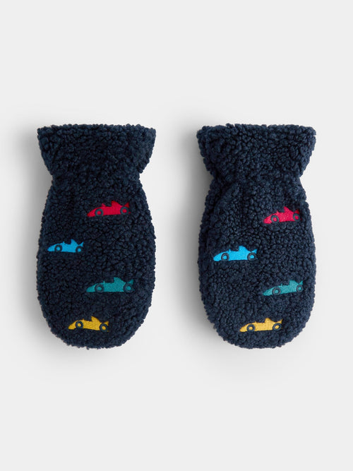 JoJo Maman Bébé Navy Race Car Borg Mittens - image 1