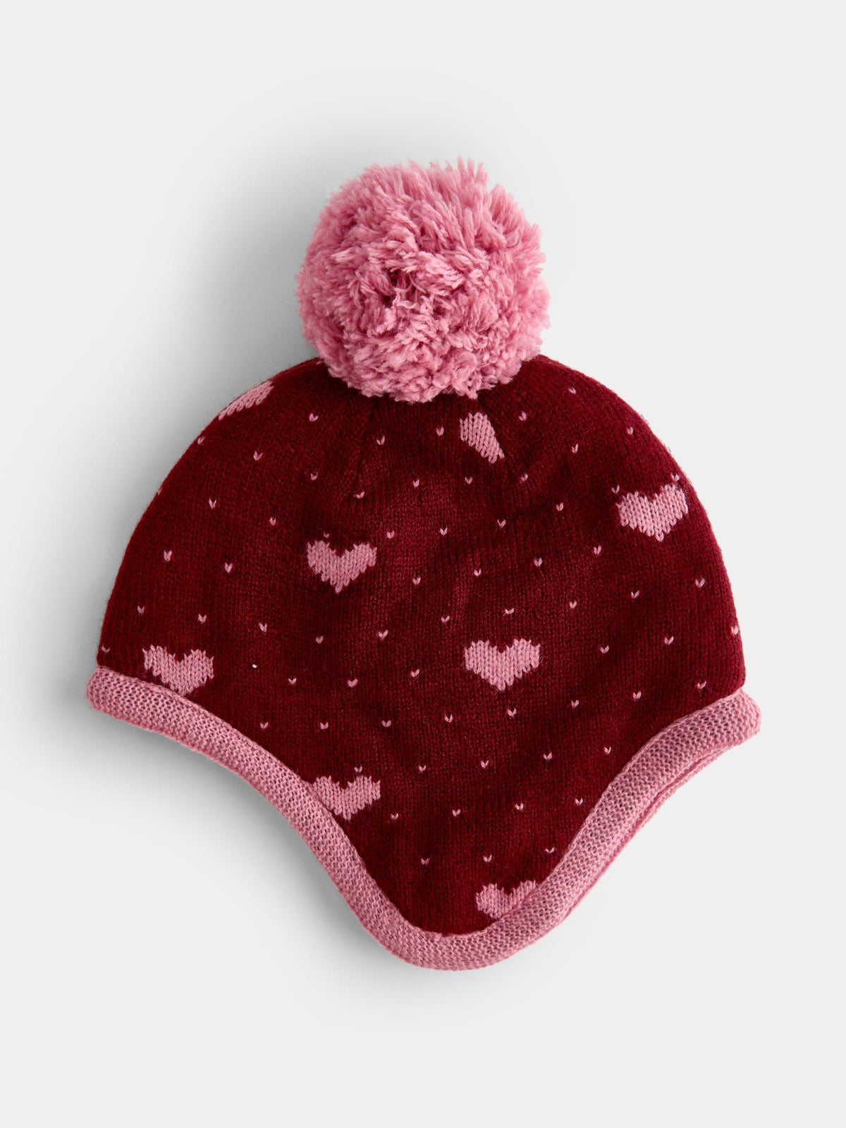 JoJo Maman Bébé Berry Heart Pom Pom Knitted Hat - image 1