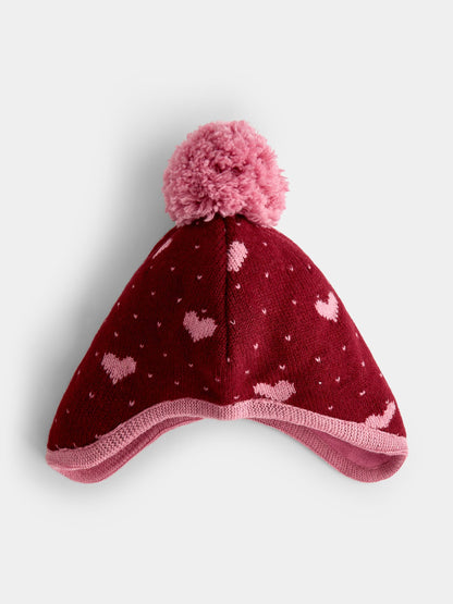 JoJo Maman Bébé Berry Heart Pom Pom Knitted Hat - image 2