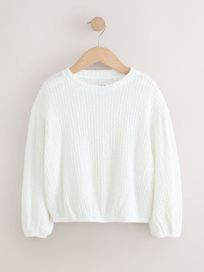 Dsiney Kidz - White Long Sleeve Textured Top (3-16yrs) image 4