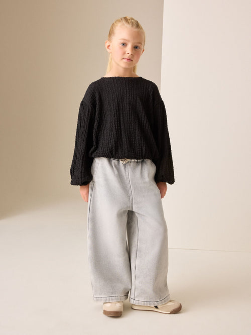 Dsiney Kidz - Black Long Sleeve Textured Top (3-16yrs) image 1