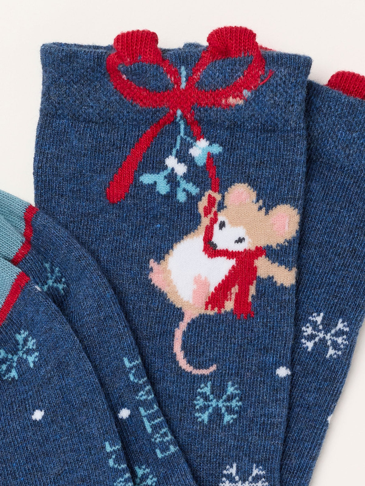 FatFace Navy Christmas Bow Mouse Socks - image 2