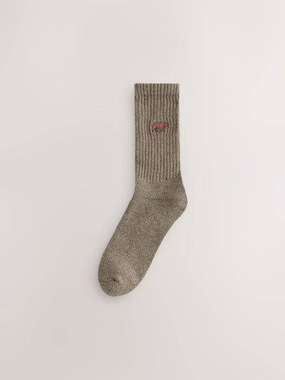 Green/ Neutral Forest Embroidery Twisted Heavyweight Socks 4 Pack - image 6