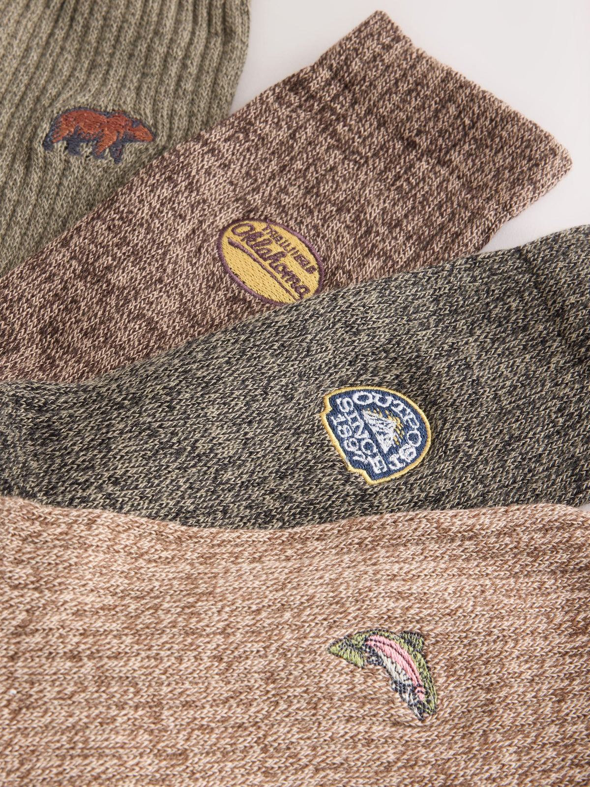 Green/ Neutral Forest Embroidery Twisted Heavyweight Socks 4 Pack - image 7