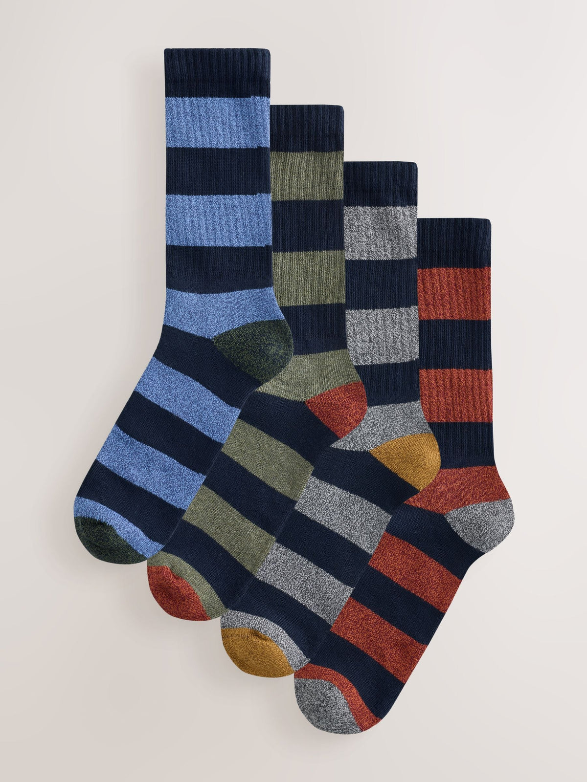 Red/Blue/Green Stripe Twisted Heavyweight Socks 4 Pack - image 1