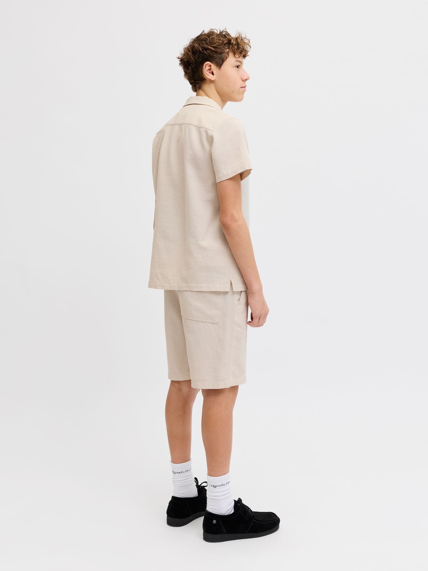 Dsiney Kidz - JACK & JONES JUNIOR Natural Resort Collar Short Sleeve Shirt and Short Textured Set image 2