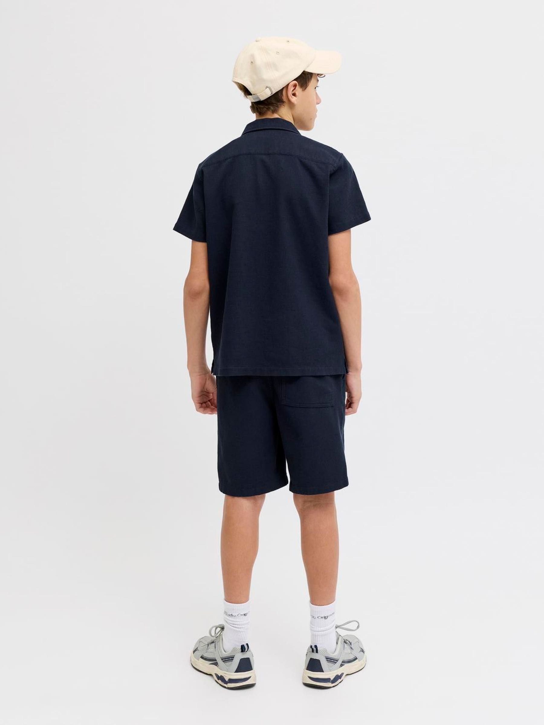 Dsiney Kidz - JACK & JONES JUNIOR Blue Resort Collar Short Sleeve Shirt and Short Textured Set image 2