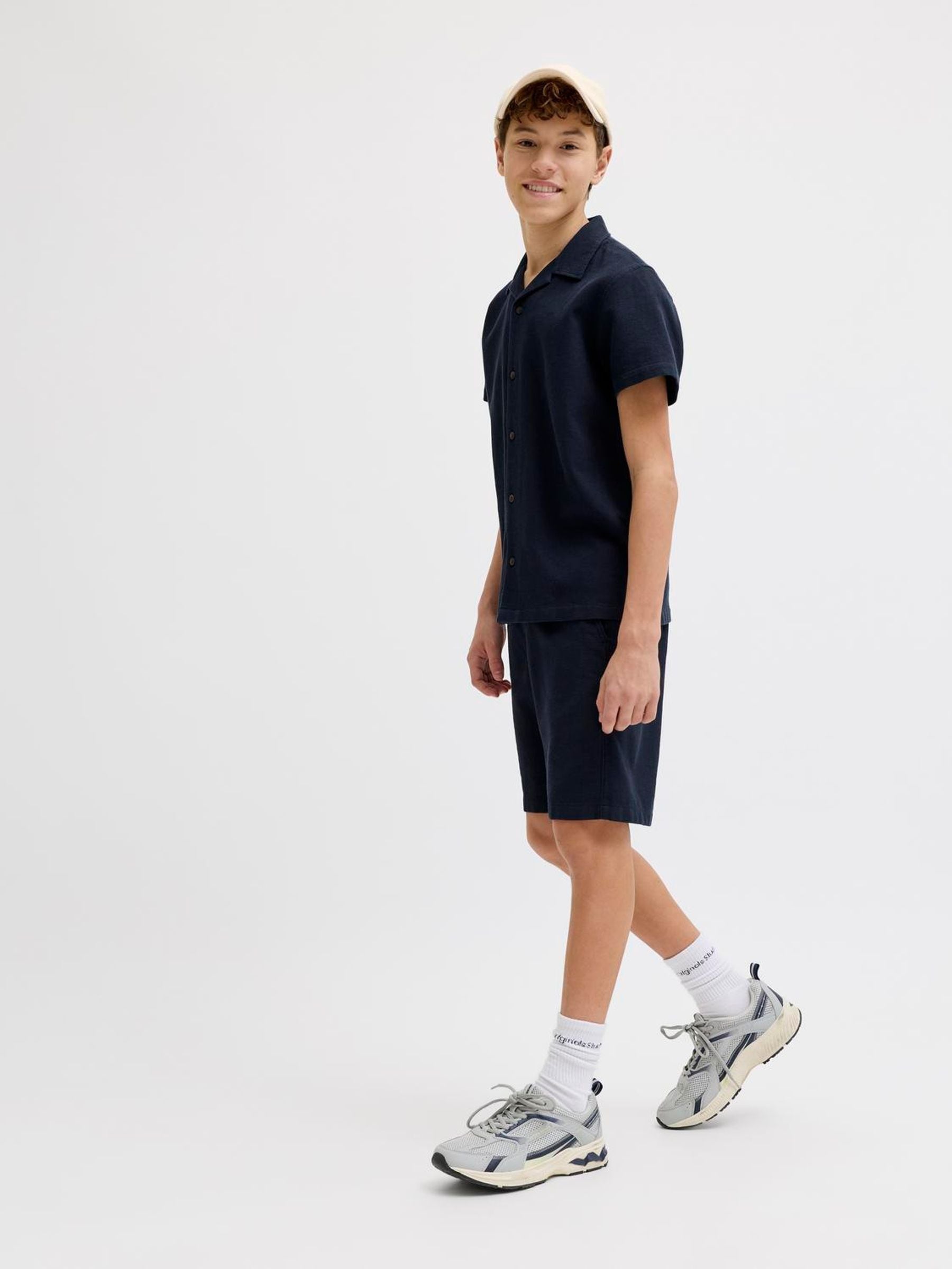 Dsiney Kidz - JACK & JONES JUNIOR Blue Resort Collar Short Sleeve Shirt and Short Textured Set image 3