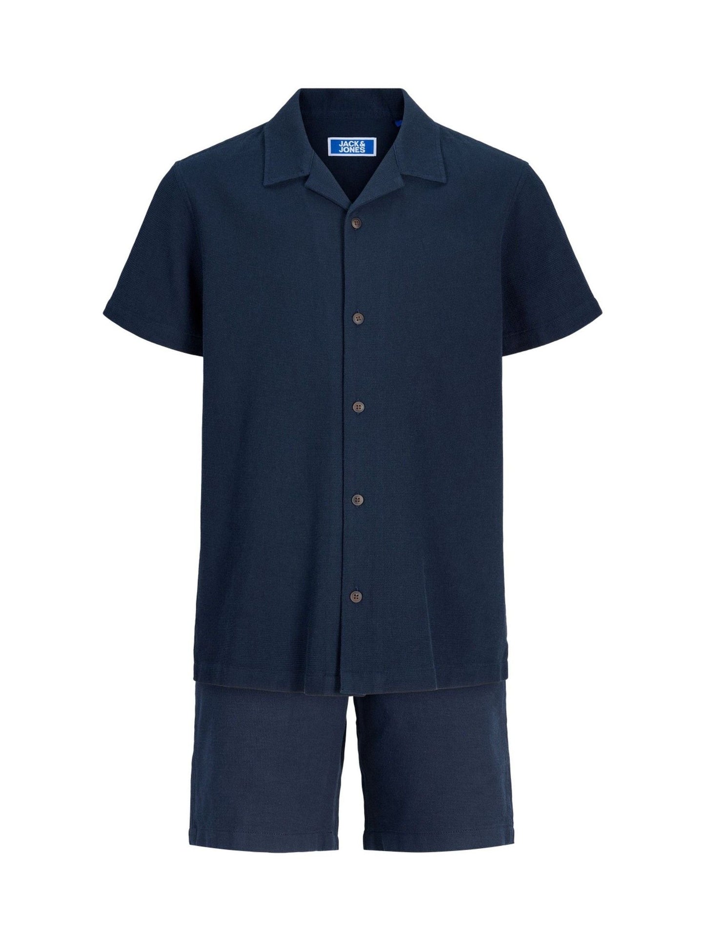 Dsiney Kidz - JACK & JONES JUNIOR Blue Resort Collar Short Sleeve Shirt and Short Textured Set image 4