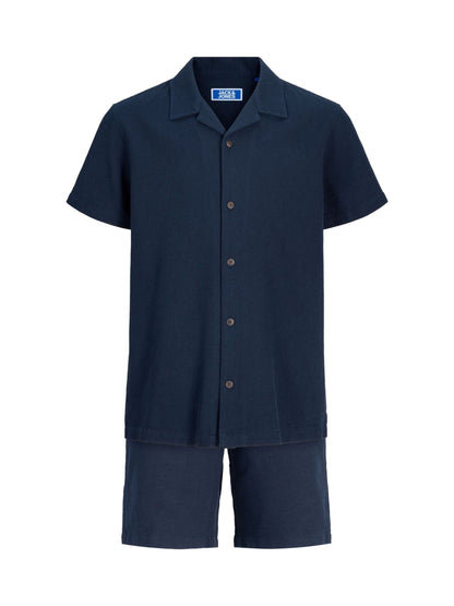 Dsiney Kidz - JACK & JONES JUNIOR Blue Resort Collar Short Sleeve Shirt and Short Textured Set image 4