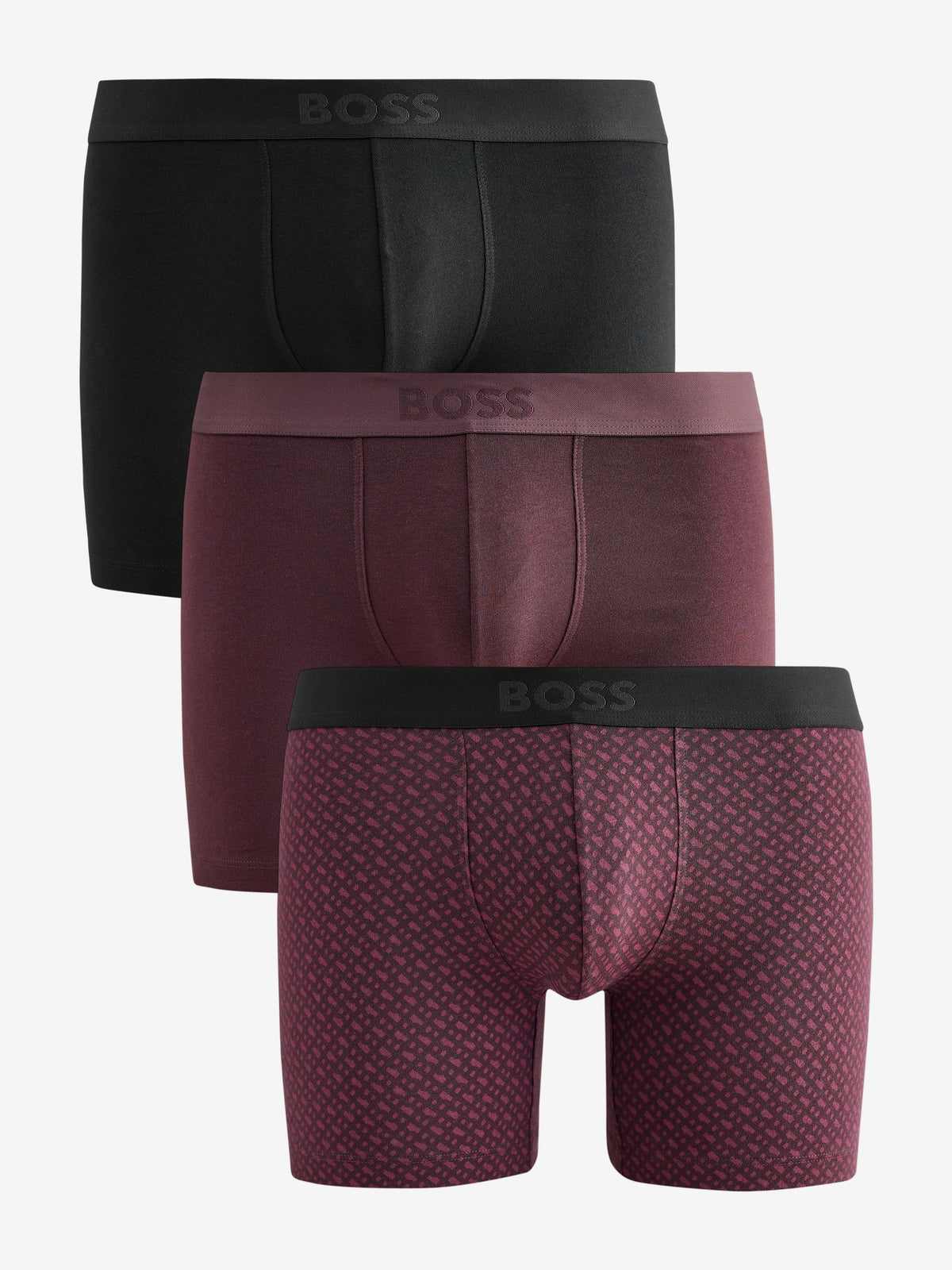 Dsiney Kidz - BOSS Burgundy Red/Black One Logo Hipster  Boxers 3 Pack image 1
