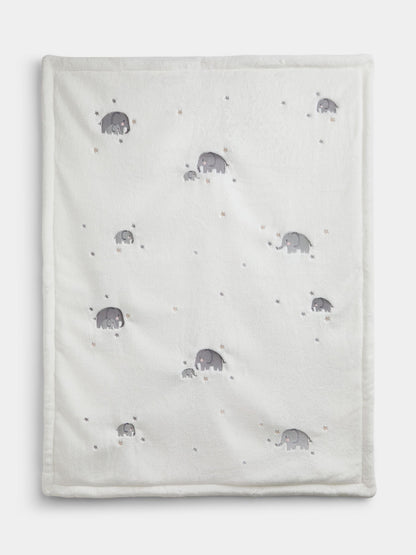 JoJo Maman Bébé Pure White Elephant Embroidered Fleece Blanket - image 2