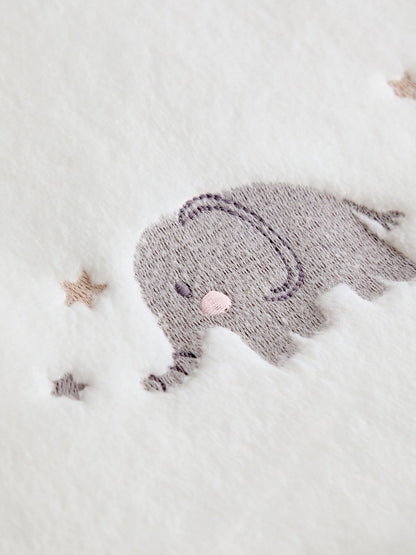JoJo Maman Bébé Pure White Elephant Embroidered Fleece Blanket - image 3