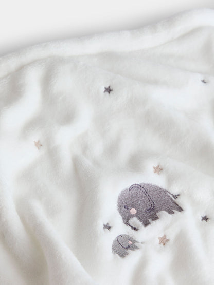 JoJo Maman Bébé Pure White Elephant Embroidered Fleece Blanket - image 4