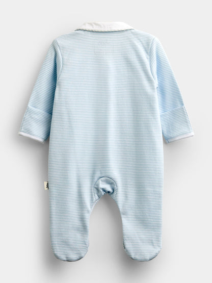 Jojo Maman Bébé Blue London Embroidered Sleepsuit & Hat - image 2