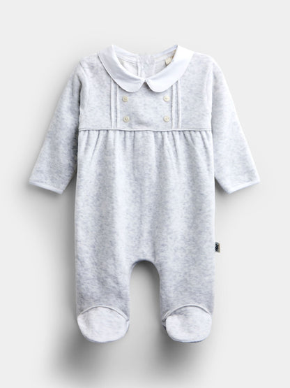 JoJo Maman Bébé Grey Smart Button Velour All-In-One - image 1
