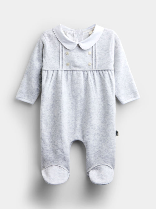 JoJo Maman Bébé Grey Smart Button Velour All-In-One - image 1