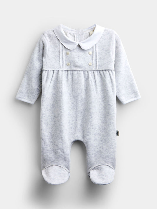 JoJo Maman Bébé Grey Smart Button Velour All-In-One - image 1