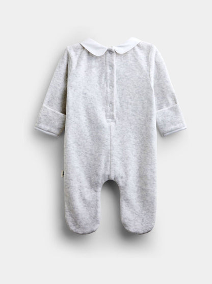 JoJo Maman Bébé Grey Smart Button Velour All-In-One - image 2