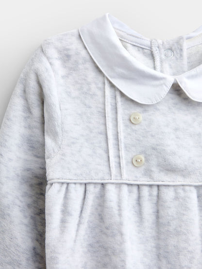 JoJo Maman Bébé Grey Smart Button Velour All-In-One - image 3