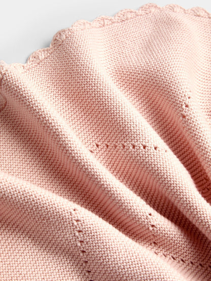 JoJo Maman Bébé Light Pink Floral Embroidered Baby Knitted Shawl Blanket - image 3