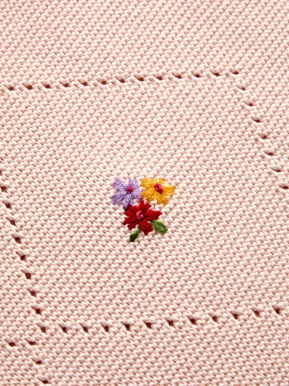 JoJo Maman Bébé Light Pink Floral Embroidered Baby Knitted Shawl Blanket - image 4