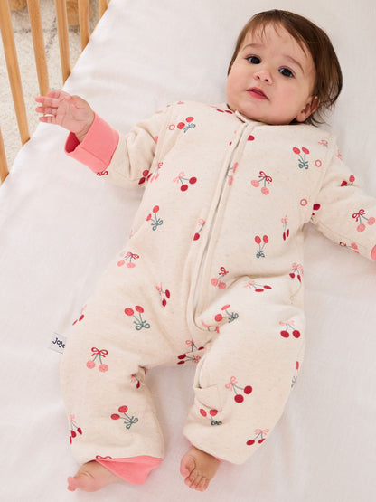 JoJo Maman Bébé Grey Marl Cherry 2.5 Tog Sleep Snuggler - image 1