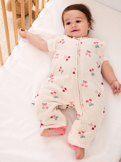 JoJo Maman Bébé Grey Marl Cherry 2.5 Tog Sleep Snuggler - image 2