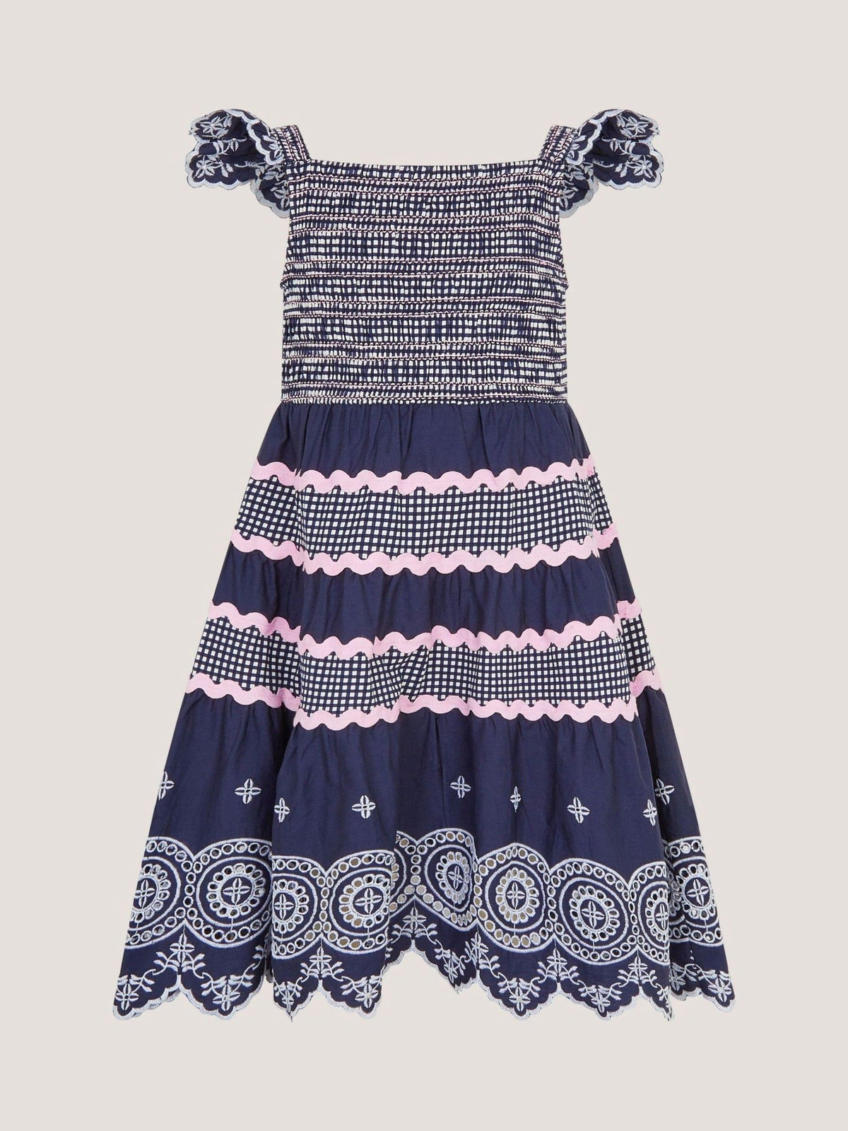 Dsiney Kidz - Monsoon Blue Broderie Smocked Jersey Dress image 1
