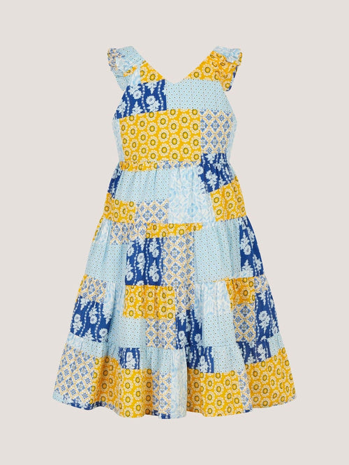 Dsiney Kidz - Monsoon Blue Pia Patchwork Print Dress image 1