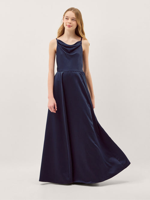 Dsiney Kidz - Monsoon Blue Cowl Neck Satin Prom Dress image 1