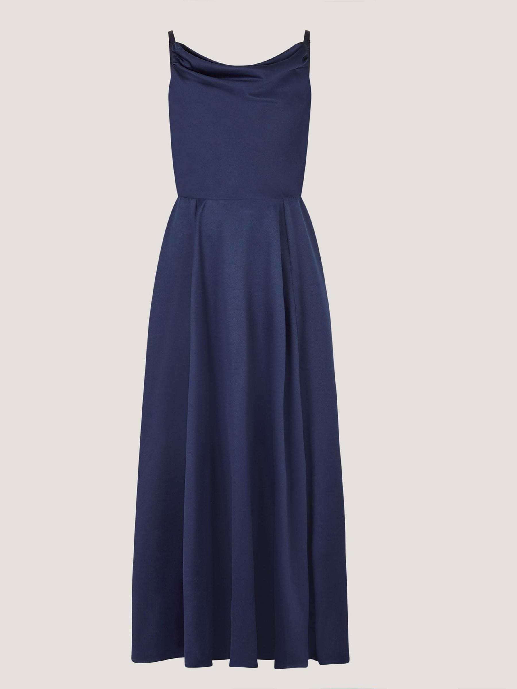 Monsoon Blue Cowl Neck Satin Prom Dress image 3