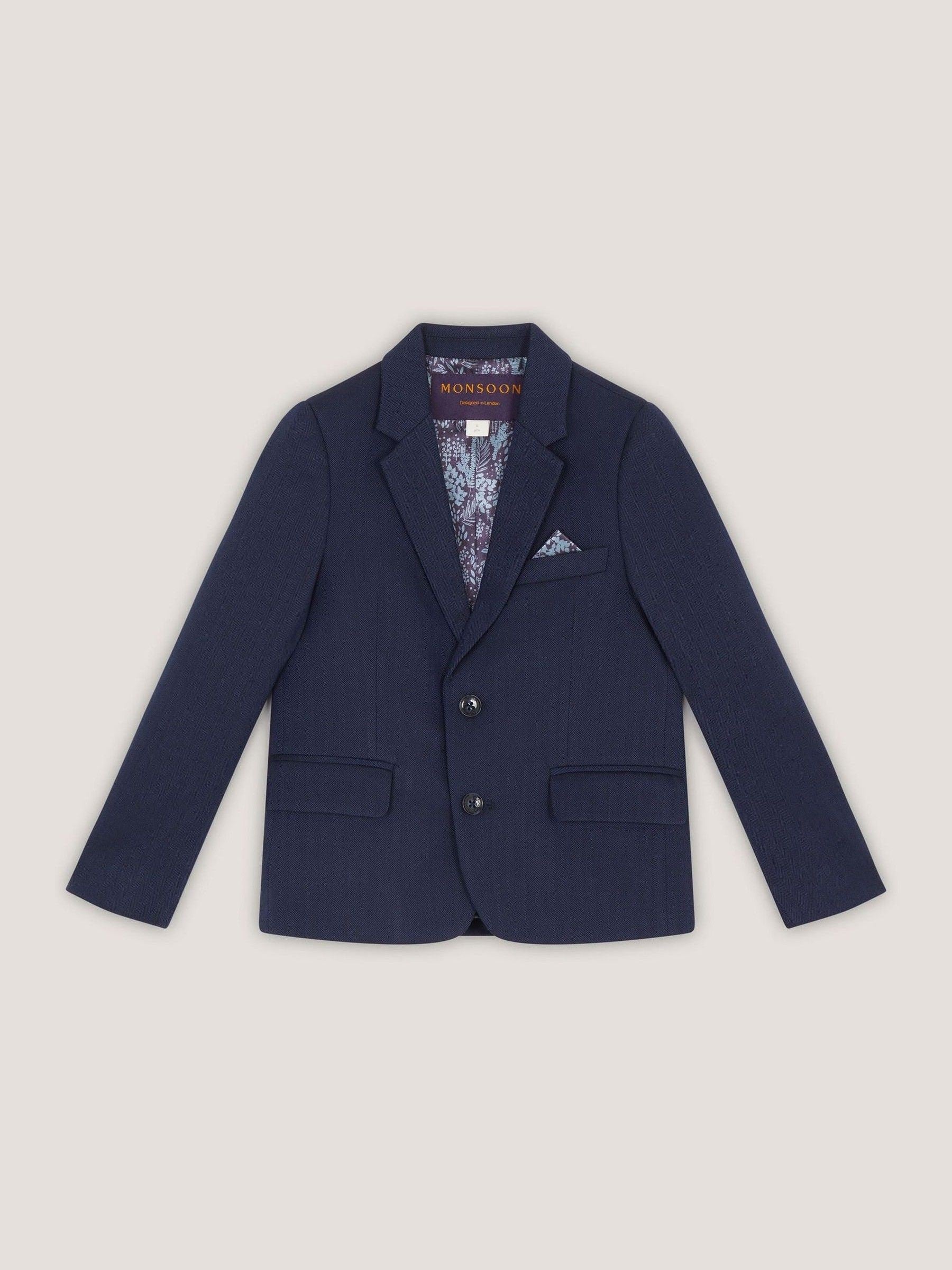 Dsiney Kidz - Monsoon Blue Harry Herringbone Suit Jacket image 2
