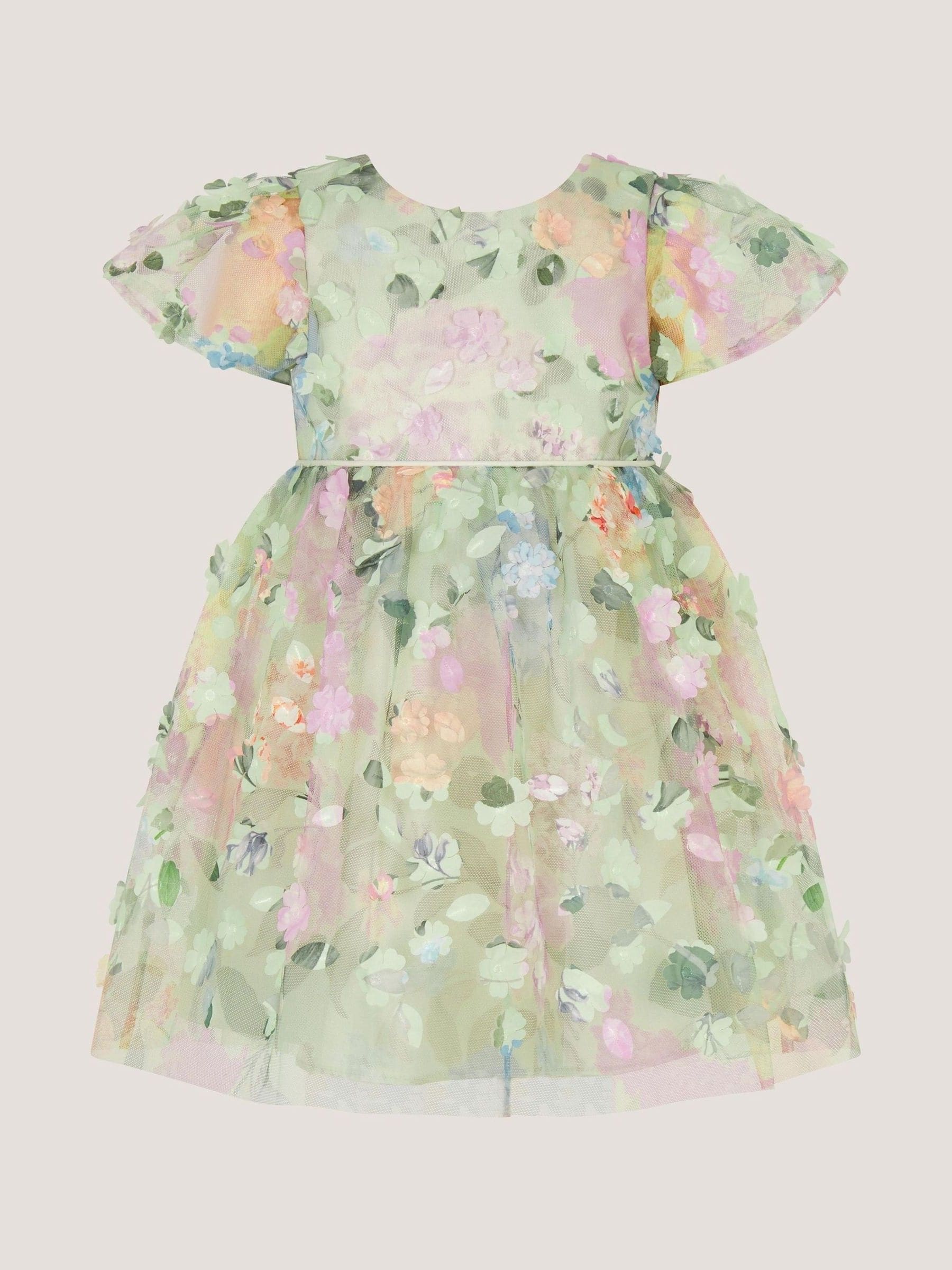 Monsoon Green Baby Eliza Floral Appliqué Party Dress image 1