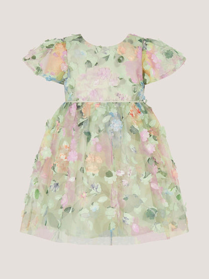 Monsoon Green Baby Eliza Floral Appliqué Party Dress image 1