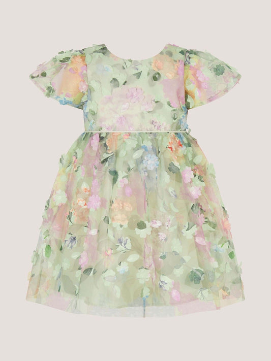 Monsoon Green Baby Eliza Floral Appliqué Party Dress image 1